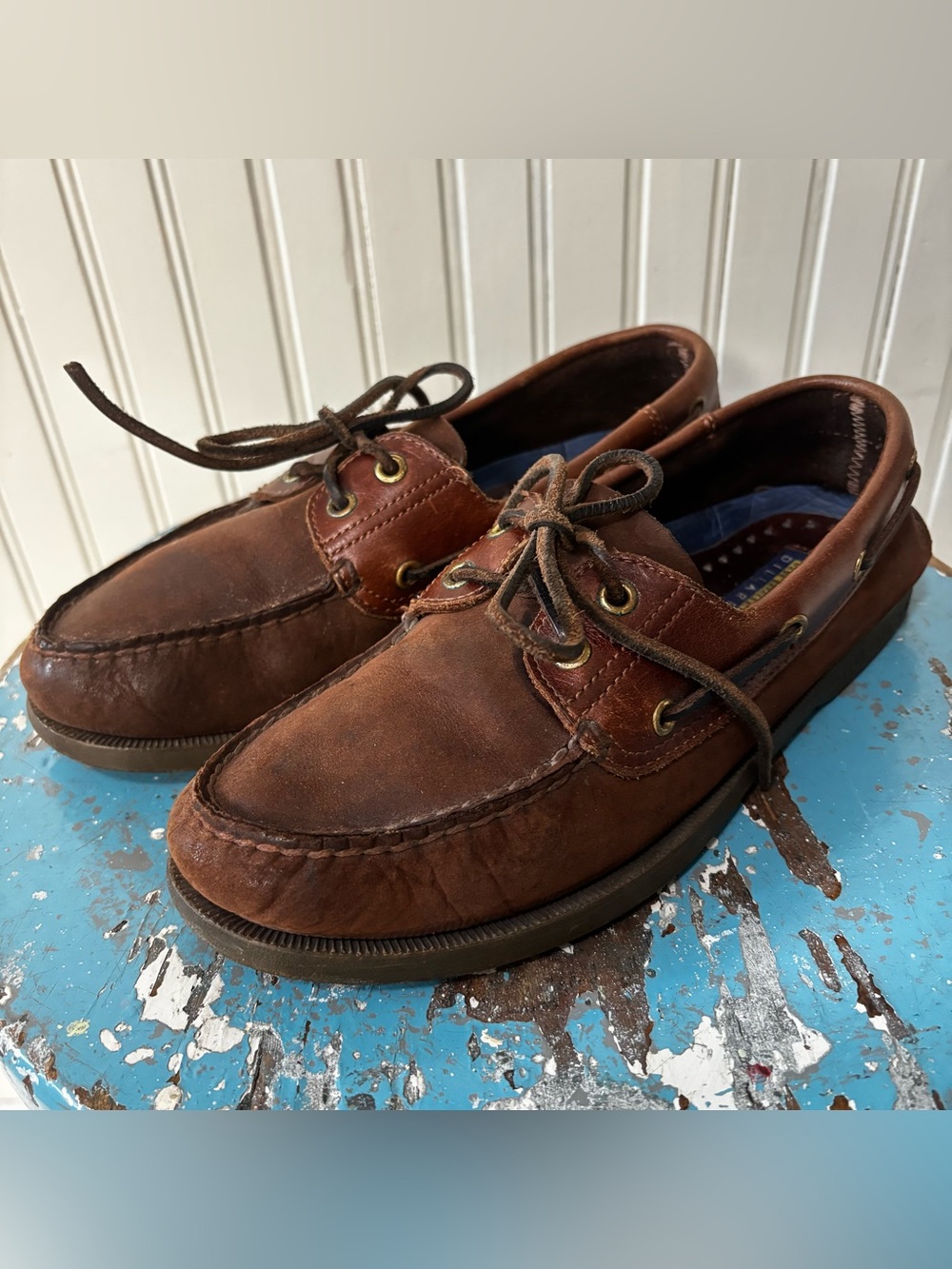 Vintage Sperry Top Sider Dillard’s Brown Leather 2 Eye Boat Shoe M8.5